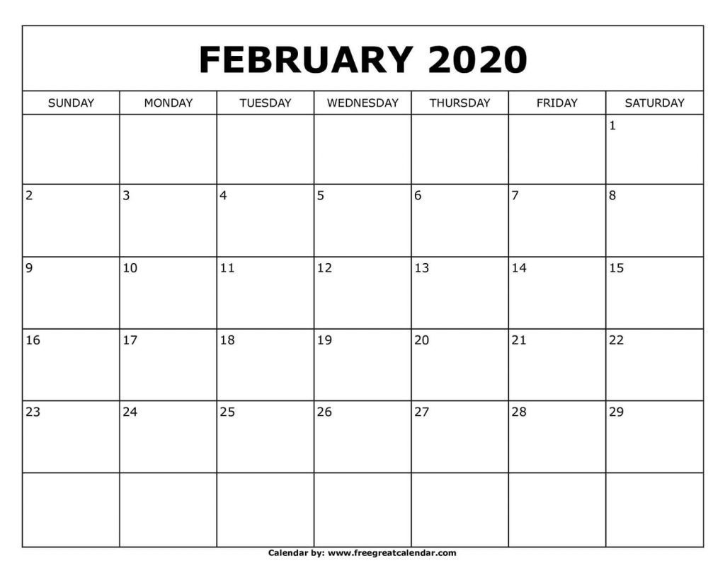 Free Printable February 2022 Calendar