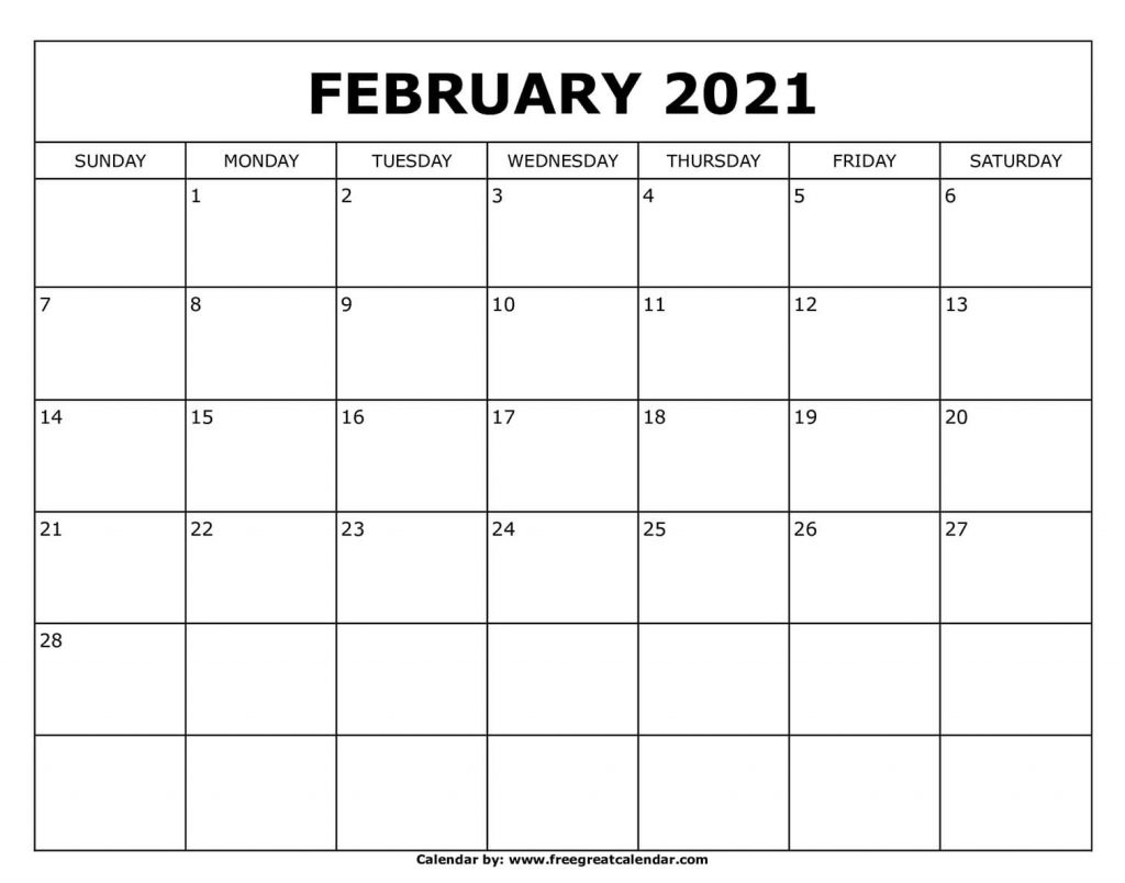 Free Printable February 2022 Calendar