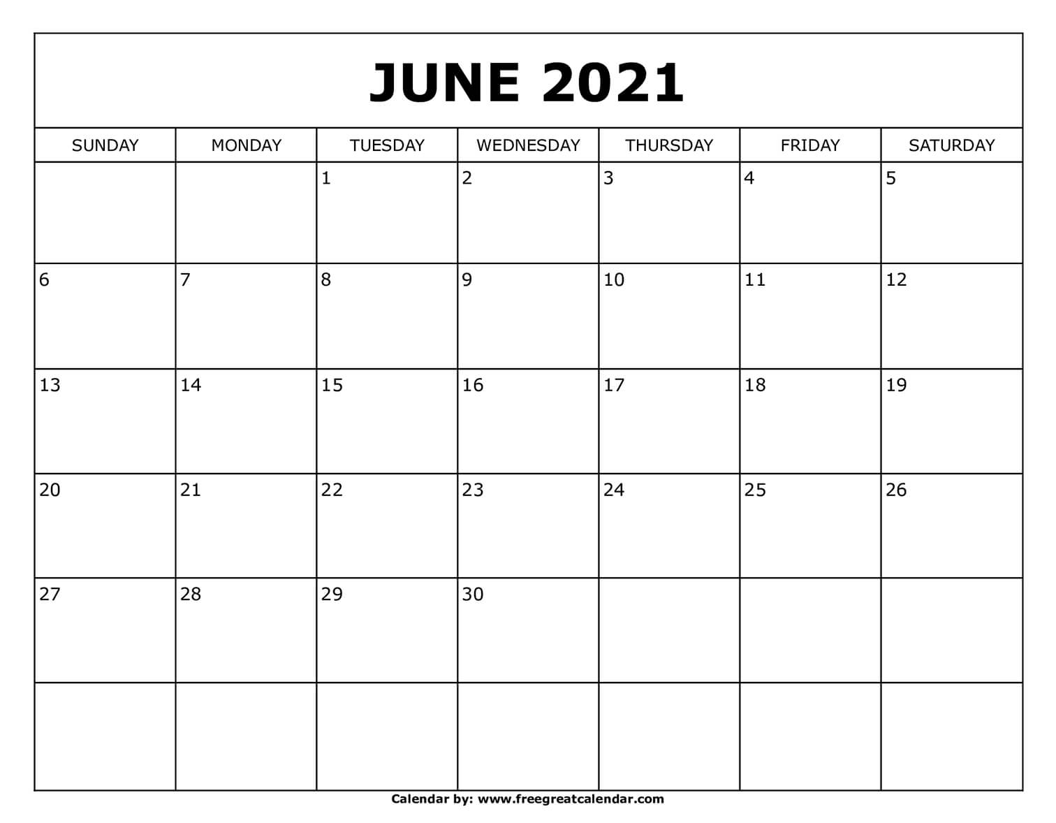 Free Printable June 2022 Calendar