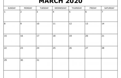 Free Monthly Calendar for 2020 - Free Great Calendar